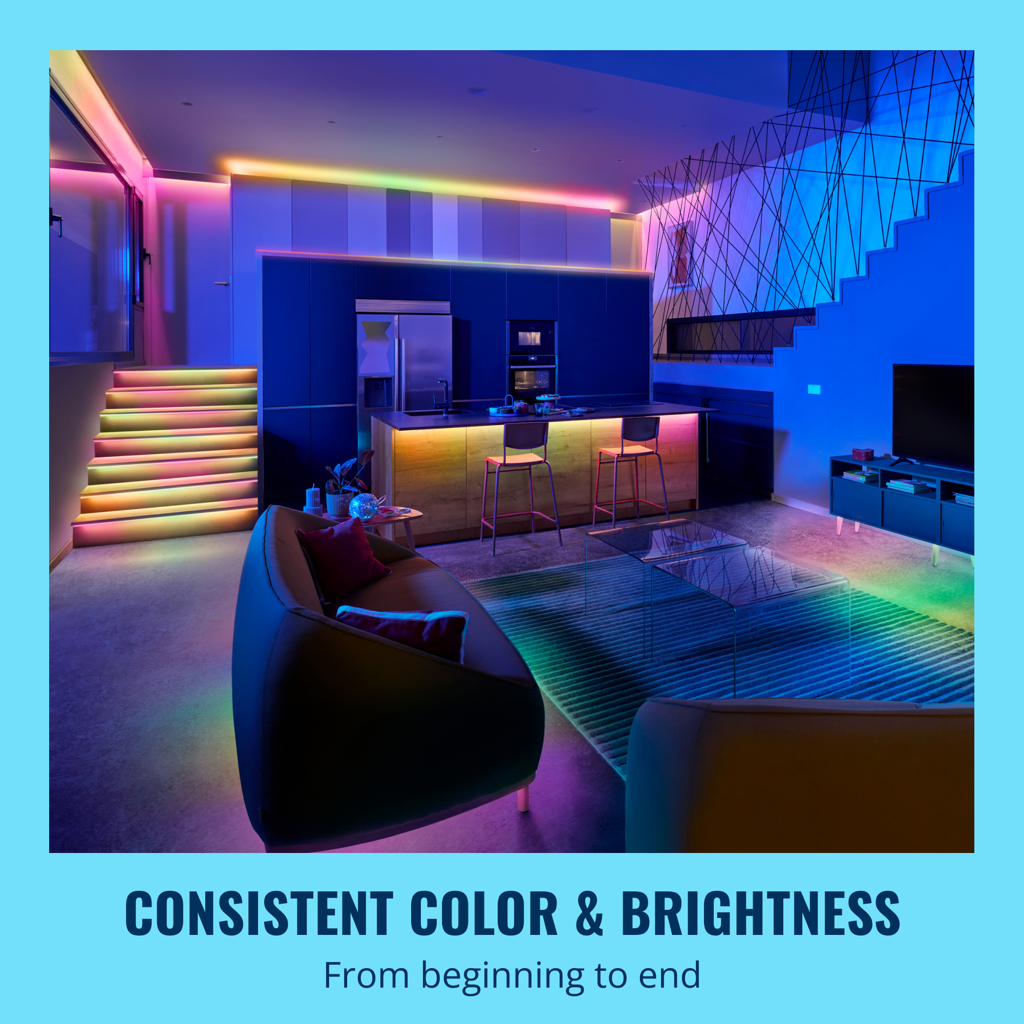 WiZ Smart RGBIC LED Lightstrip 5m/10m with Adapter and Mounting Clips l Voice Control (Google & Alexa)