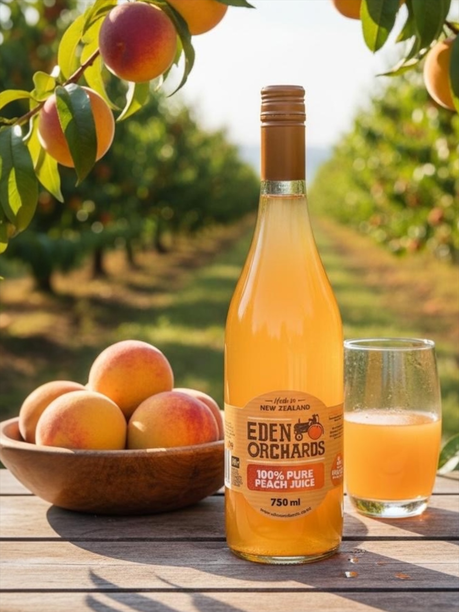 Eden Orchards 100% Pure Peach Juice No Sugar Added 750ml from New Zealand