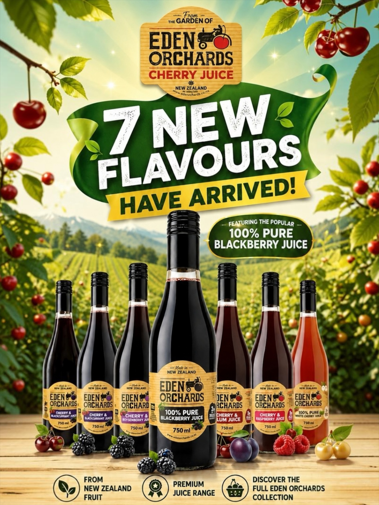 Eden Orchards Cherry & Blackcurrant Juice 750ml No Sugar Added