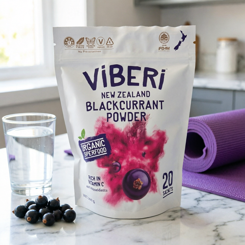 ViBERi Vitamin C Rich Organic Blackcurrant Powder Sachets 20 x 10g | New Zealand Superfood