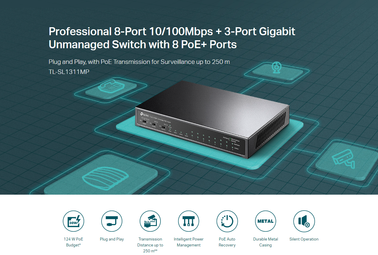 TP-Link TL-SL1311MP PoE Switch