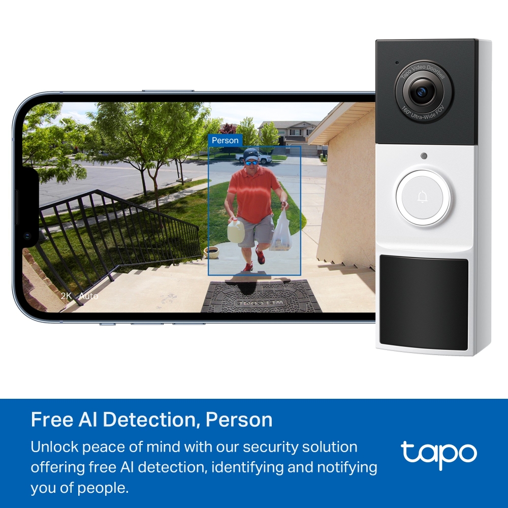 Person detection demo showing delivery visitor at door