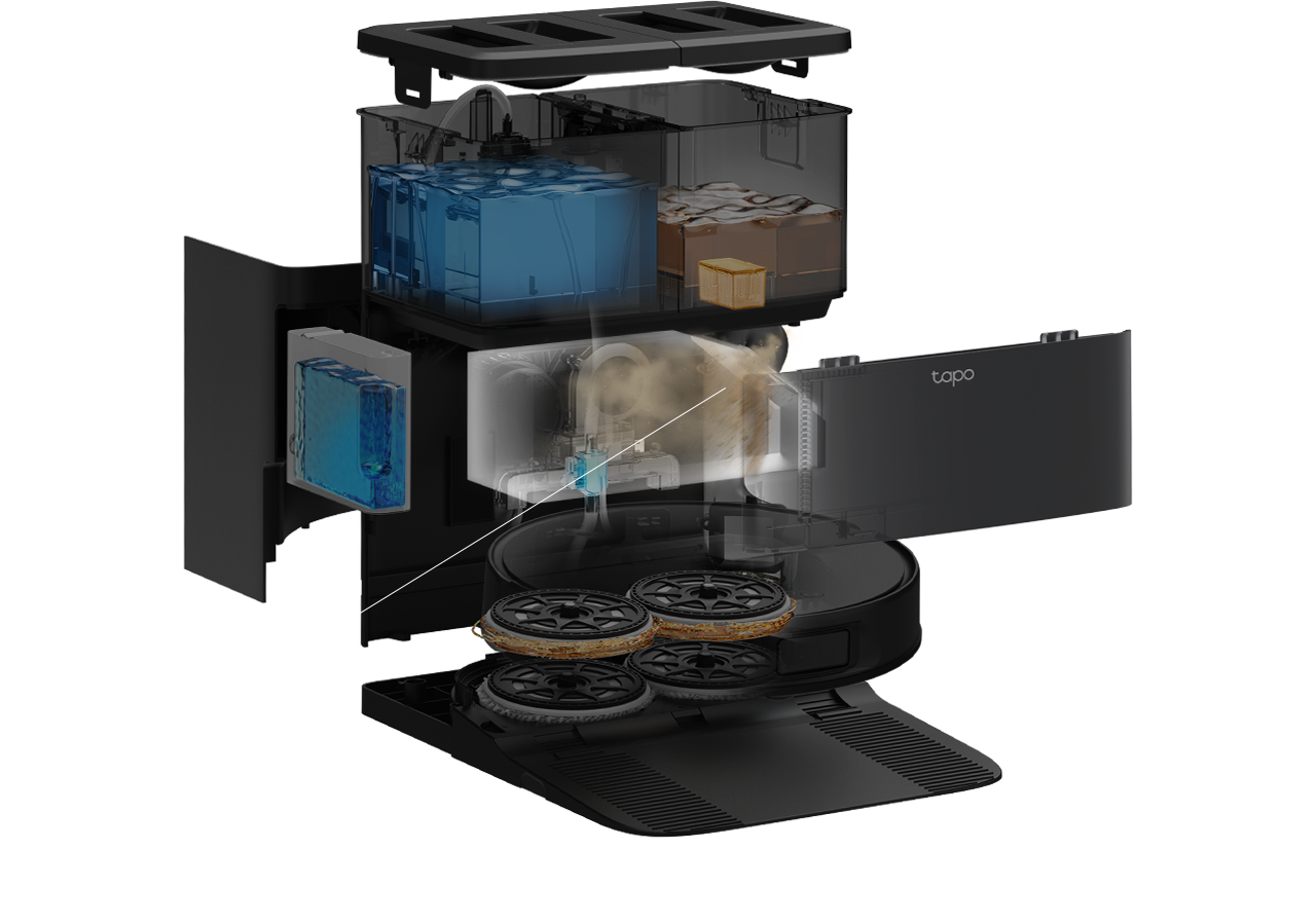 Cutaway view of self-cleaning station internals