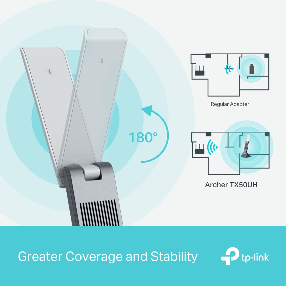 TP-Link Archer TX50UH Wi-Fi 6 USB Adapter with cradle