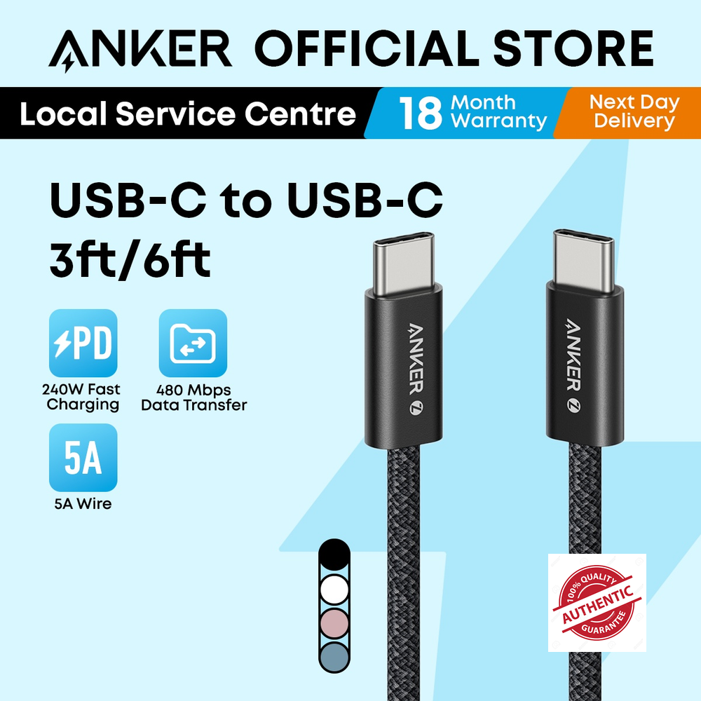 Anker 240W USB-C to USB-C Fast Charging Cable 5A PD 480 Mbps Data Transfer