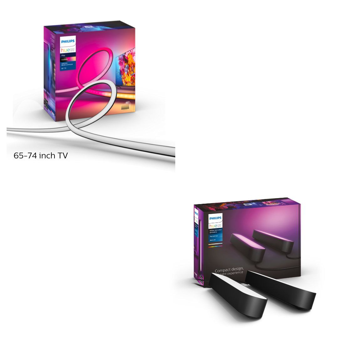 NEW Philips Hue Play TV Gradient Lightstrip 65inch (KR Plug) | Home Movie Entertainment Bundle - Hue TV Gradient Lightstrip 65 inch, Hue Sync Box, Hue Play Bar (Hue Bridge and Hue Sync Box Required) – No, I have one / + Hue Play Bar
