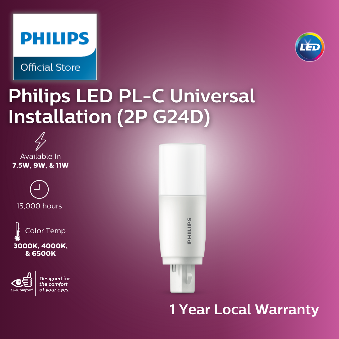 Philips LED PL-C Universal Installation LED Dimmable Bulb with EyeComfort (Warm White, Daylight, Cool White Color) – Warm White 3000K / 10W