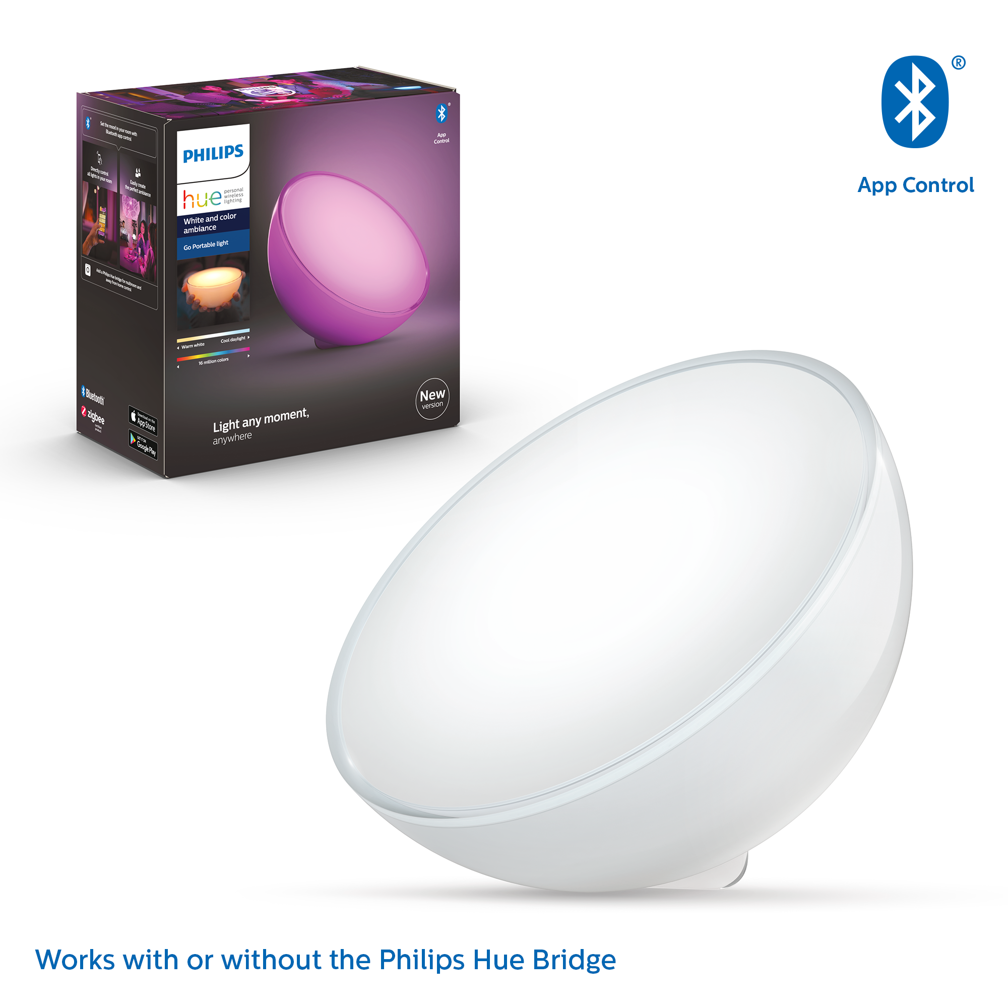 Philips Hue: Color My Desk Bundle (Philips Hue Go Portable Light + Philips Hue V4 Lightstrip Kit 2m) | Works with Alexa, HomeKit & Google Assistant, Wi-Fi and Bluetooth Compatible