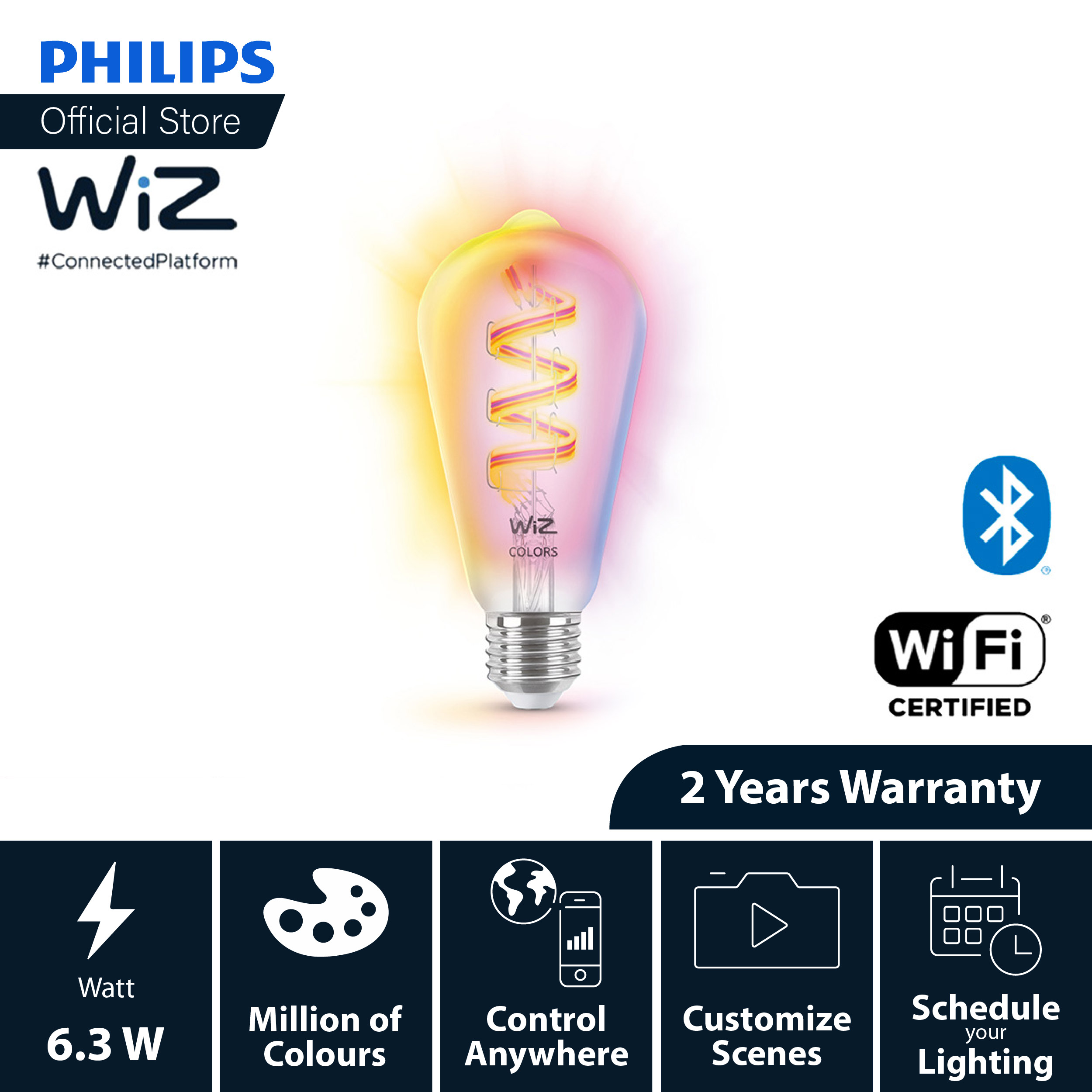 WiZ LED Filament ST64 Colour 6.3W Bulb – ST64