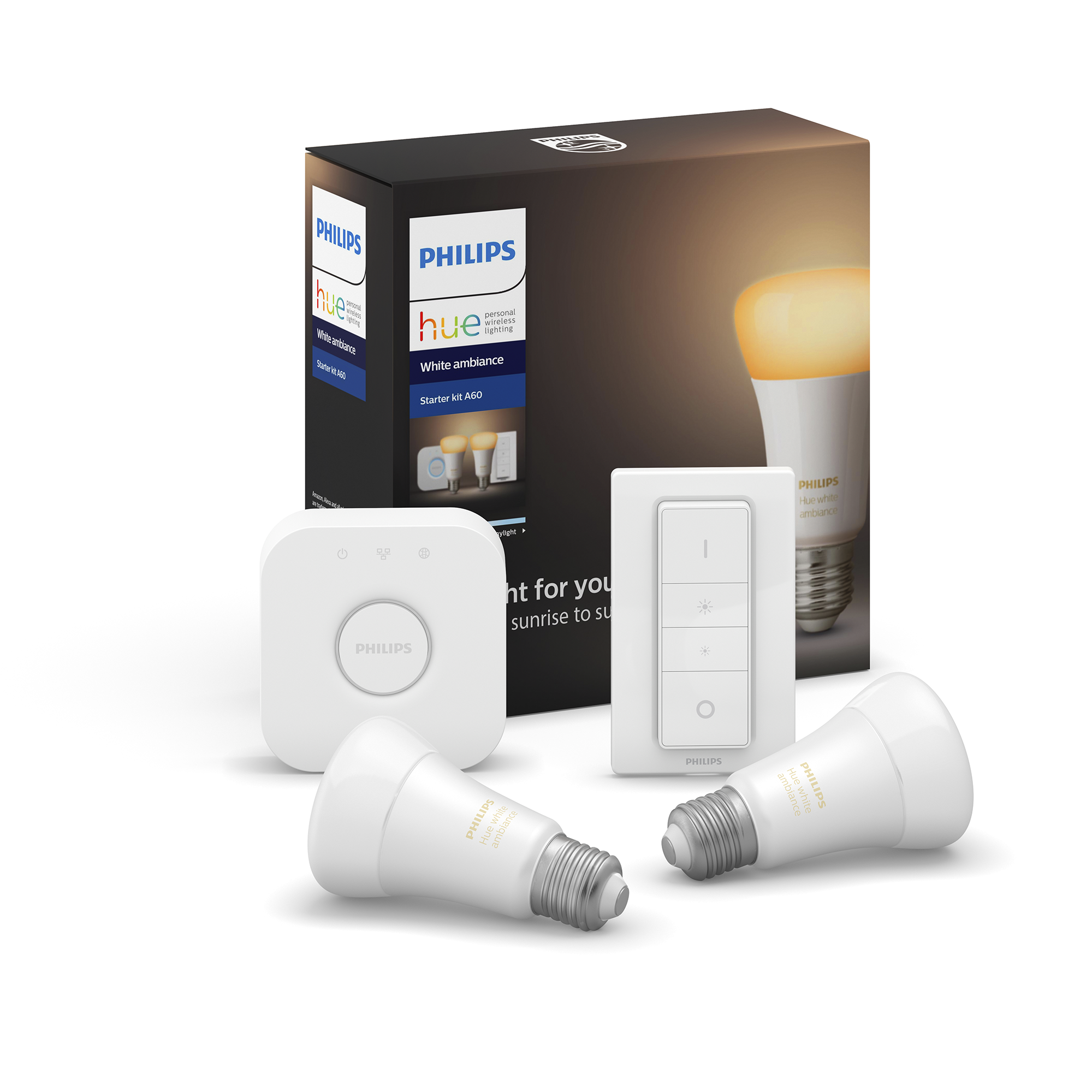 Philips Hue White Ambience/Tunable White Smart LED A60 Bulb Starter Kit – Tunable White