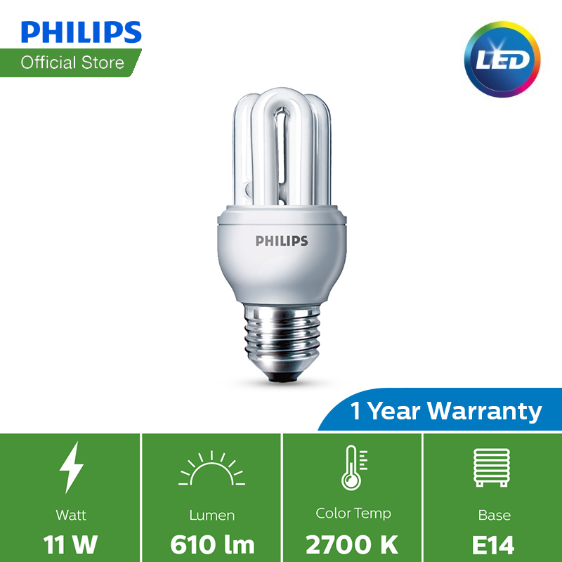 Philips Energy Saver E14 Genie Bulb (11W 2700K/ 6500K) – Warm White (11W 2700K)