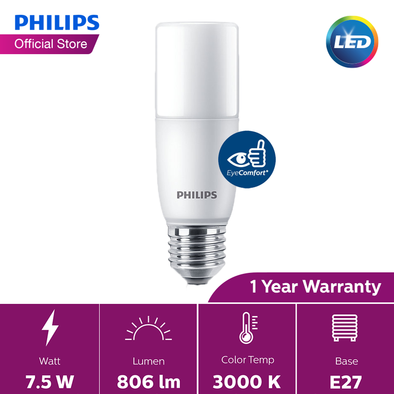 Philips LED Stick E27 Bulb 7.5/9.5/9W (3000K/4000K/6500K) – 7.5W 3000K