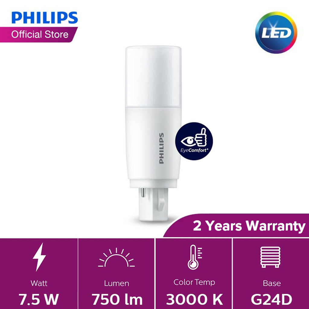 Philips LED PLC-2 Pin (7.5W 3000K/ 4000K/ 6500K) – Warm White (7.5W 3000K)