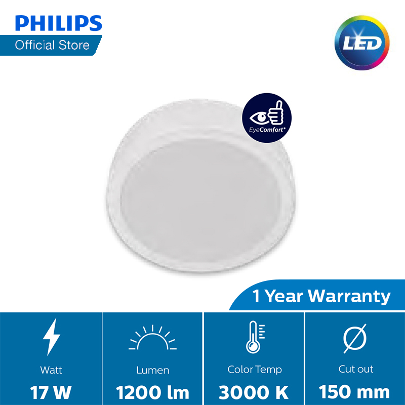 Philips LED Downlight Meson Surface Mounted 6"& 8" (24W 3000K/ 4000K/ 6500K) – Warm White 17W 3000