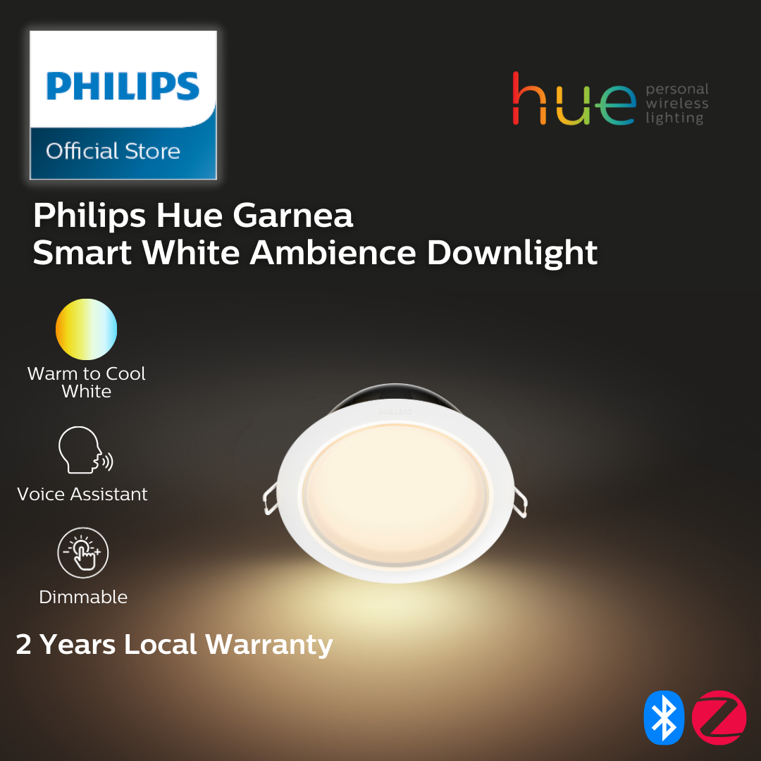 Philips Hue White Ambiance Garnea Smart LED Downlight (125mm/ 150mm) Compatible with Apple HomeKit and Google Assistant – 10.5W, 150mm