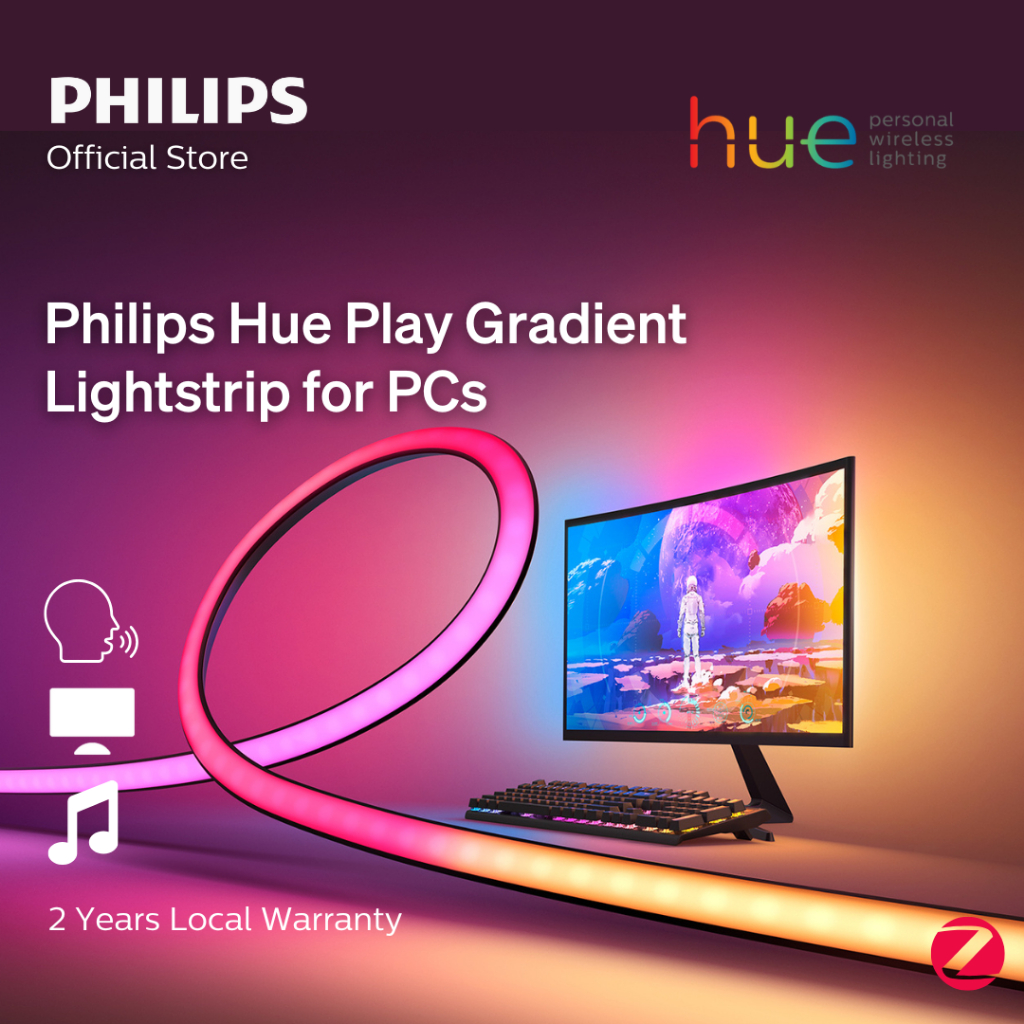 Philips Hue Play Gradient Lightstrip for PCs and Monitor (Hue Bridge required) | RGB Lightstrip for PC