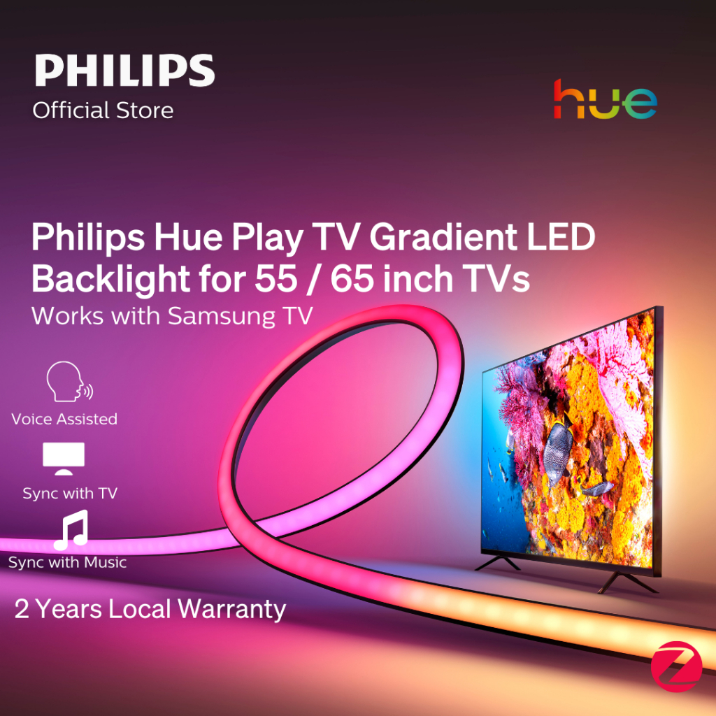Philips Hue Play TV Gradient LED Backlight for 65 inch TVs (Sync with TV, Music and Gaming), Hue Hub & Hue Sync Box