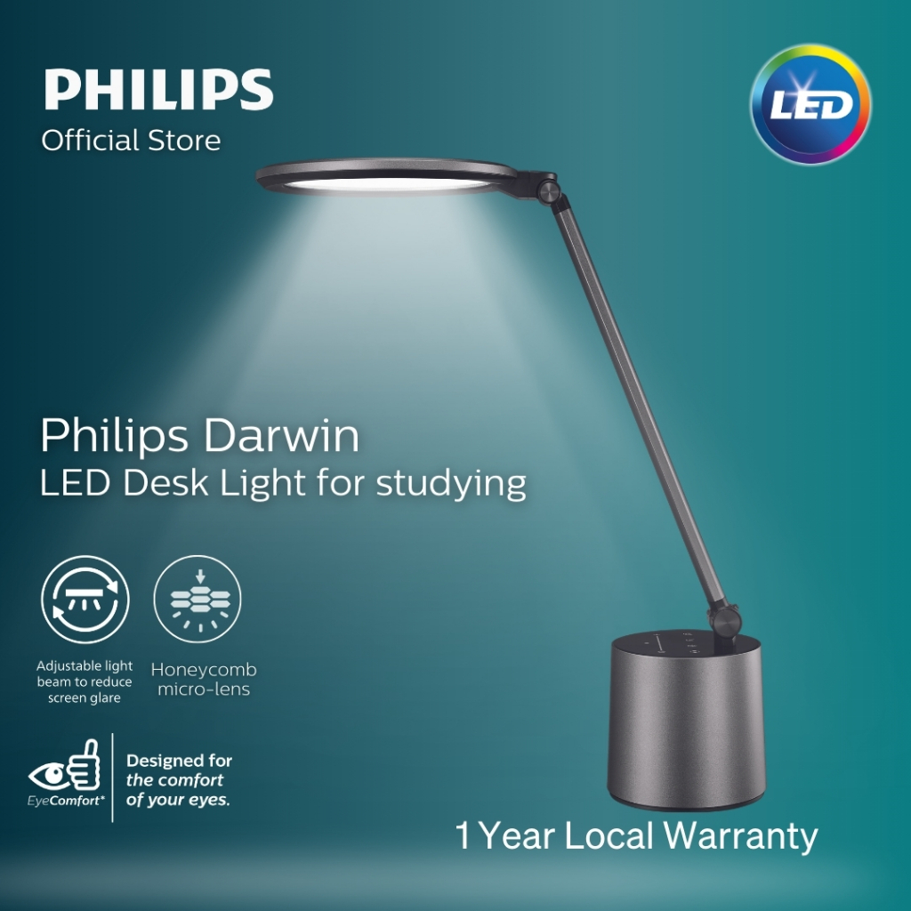 Philips Darwin LED Desk Light β EyeComfort Study Lamp for Kids, Dimmable with 3 Light Modes (Warm/Cool/Daylight)