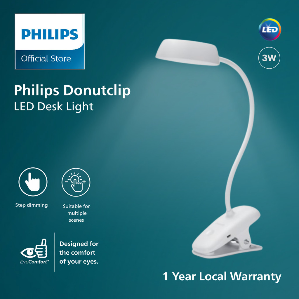 Philips Donutclip LED Desk Light 3W EyeComfort