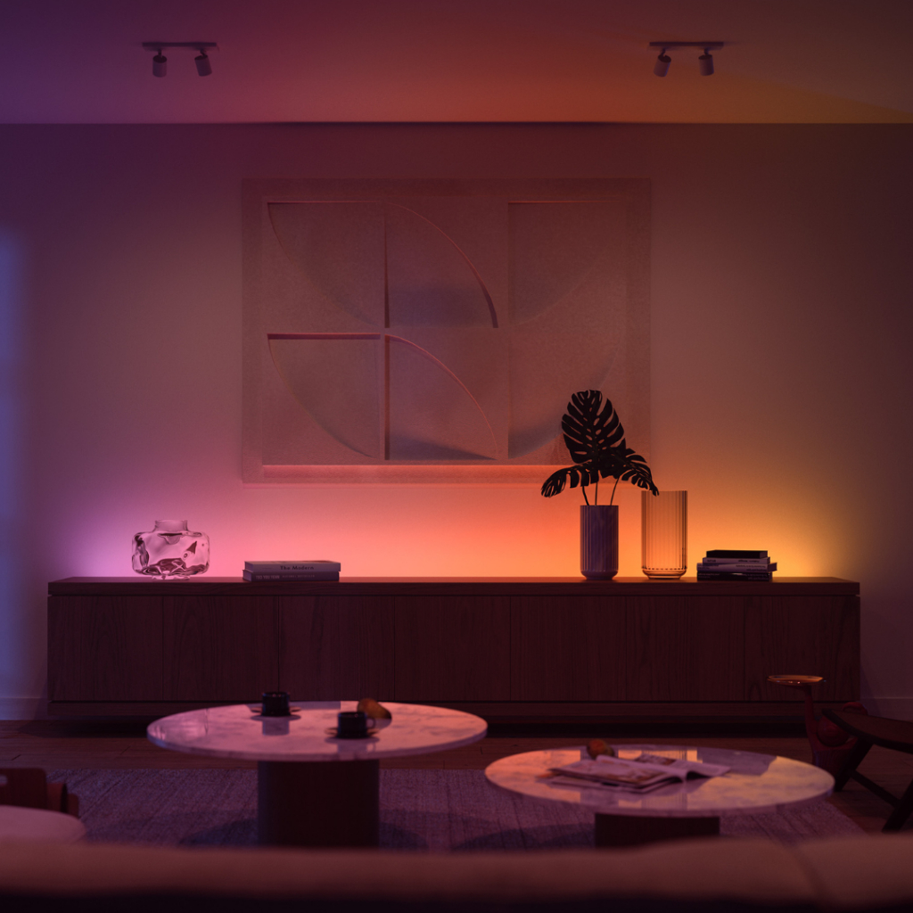 Philips Hue Victory Lap Bundle (Hue RGB Gradient 2m Lightstrip + Hue Go Portable Lamp) – Add Bridge