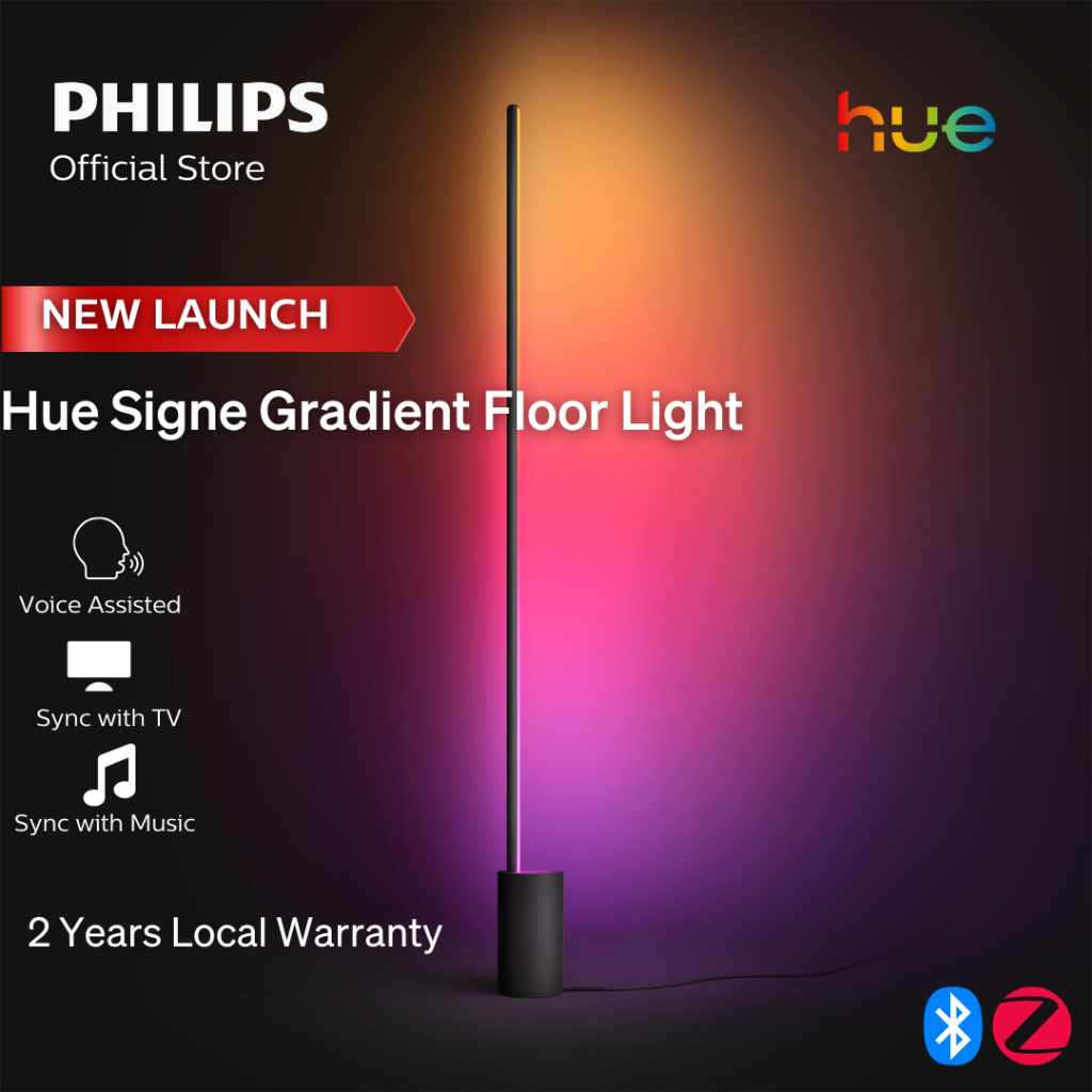 Philips Hue Signe Smart Floor Lamp, Black - White and Color Ambiance LED Color-Changing Light
