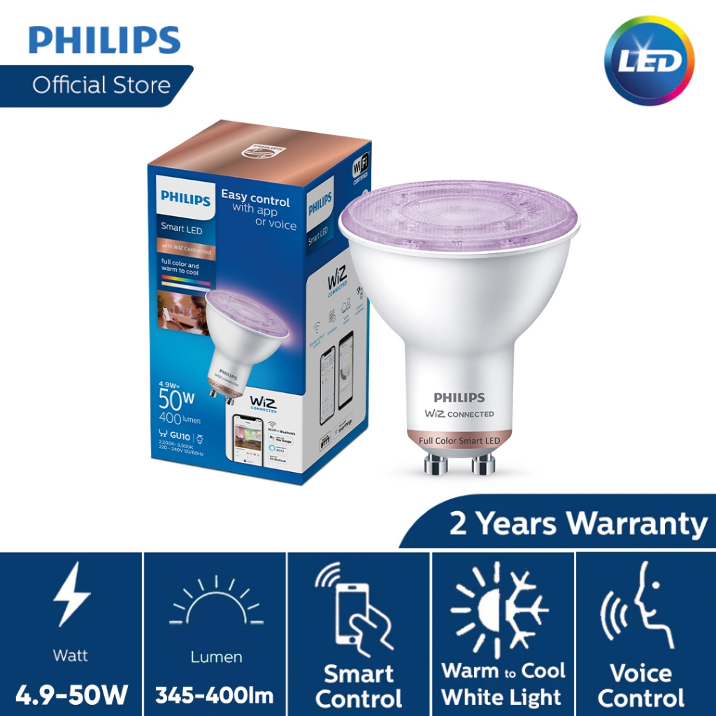 Philips Smart Lighting WFB 50W GU10 922-65 RGB Smart Bulb (Connecting with WiZ