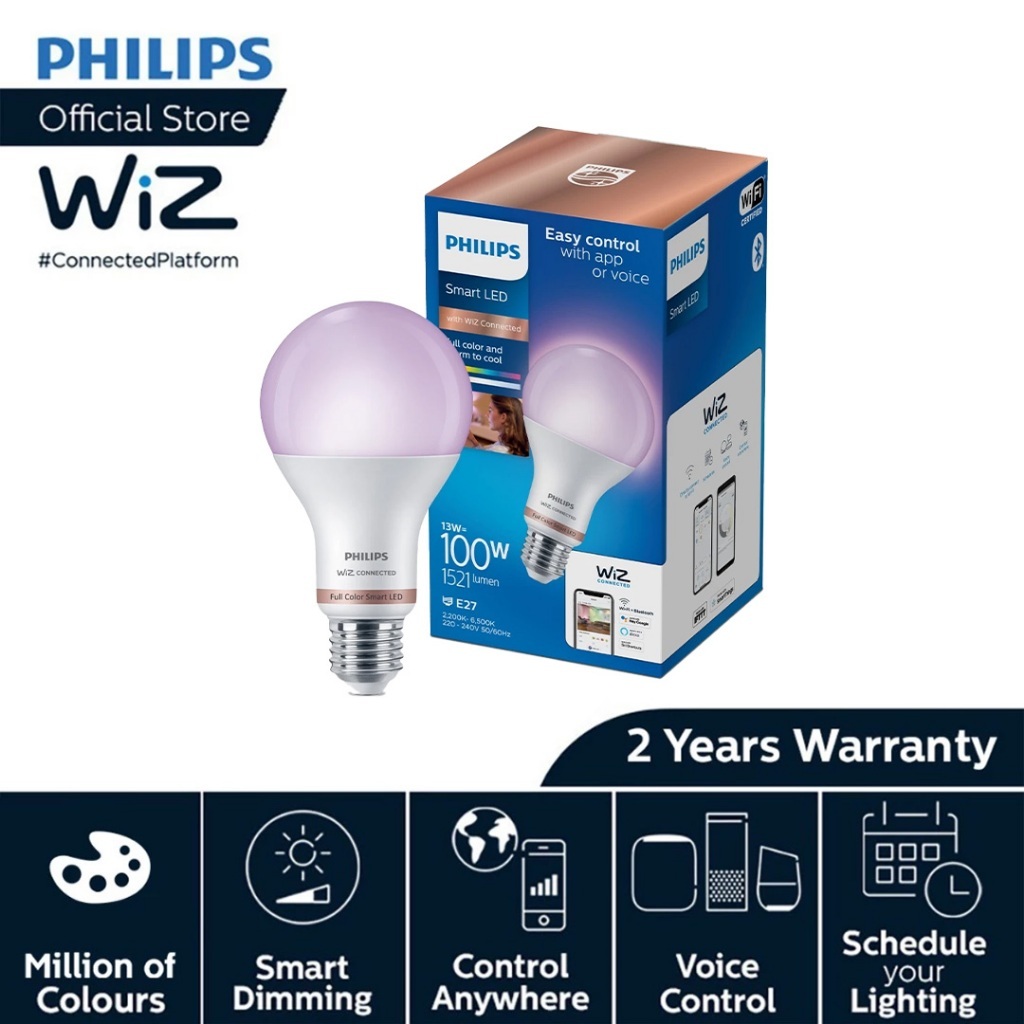 Philips Smart Lighting WFB 100W A67 E27 922-65 RGB/TW 1CT/6 (Powered By WiZ) – 100W A67 E27 RGB