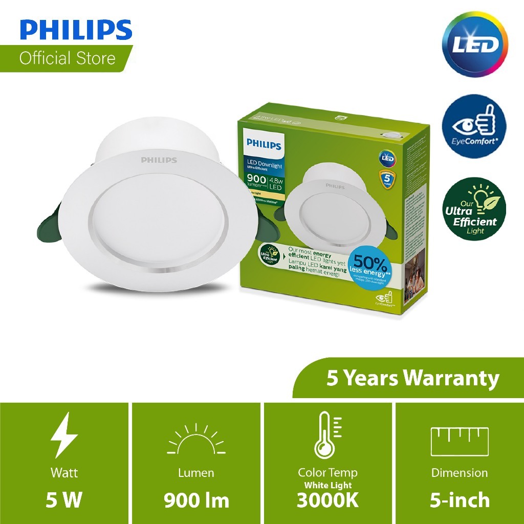Philips Ultra Efficient LED Downlight 5/7W (3000K/ 4000K/ 6500K) – 5W 3000K