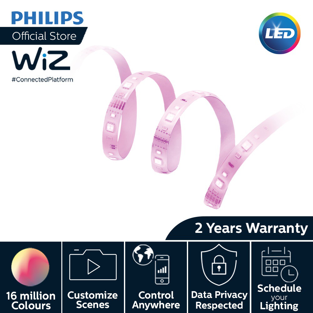 WiZ Smart Lighting White and Coloured LED Strip Extension (1M)