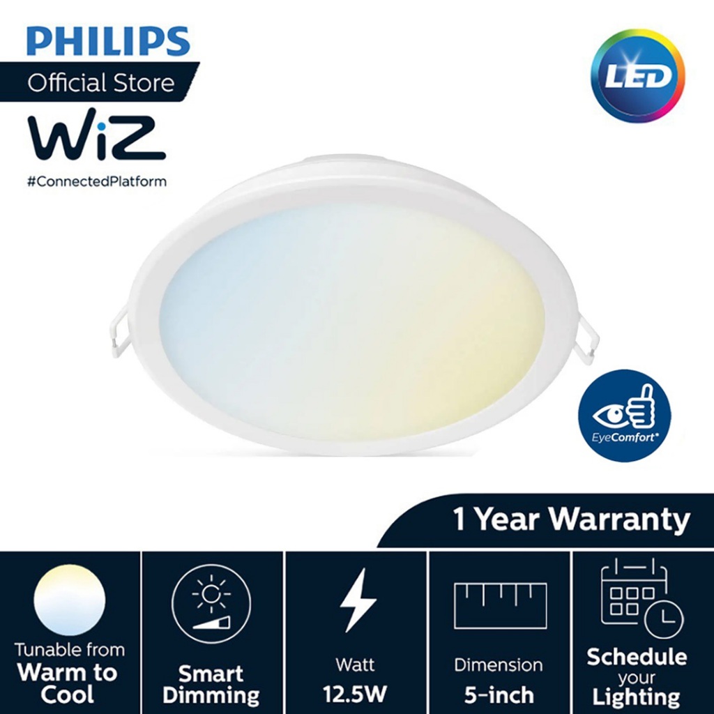 Philips Smart Lighting LED Tunable White Downlight 4/5/6 Inch (9W-17W 2700-6500K) (Powered By WiZ) – 4 Inch TW 9W WiZ