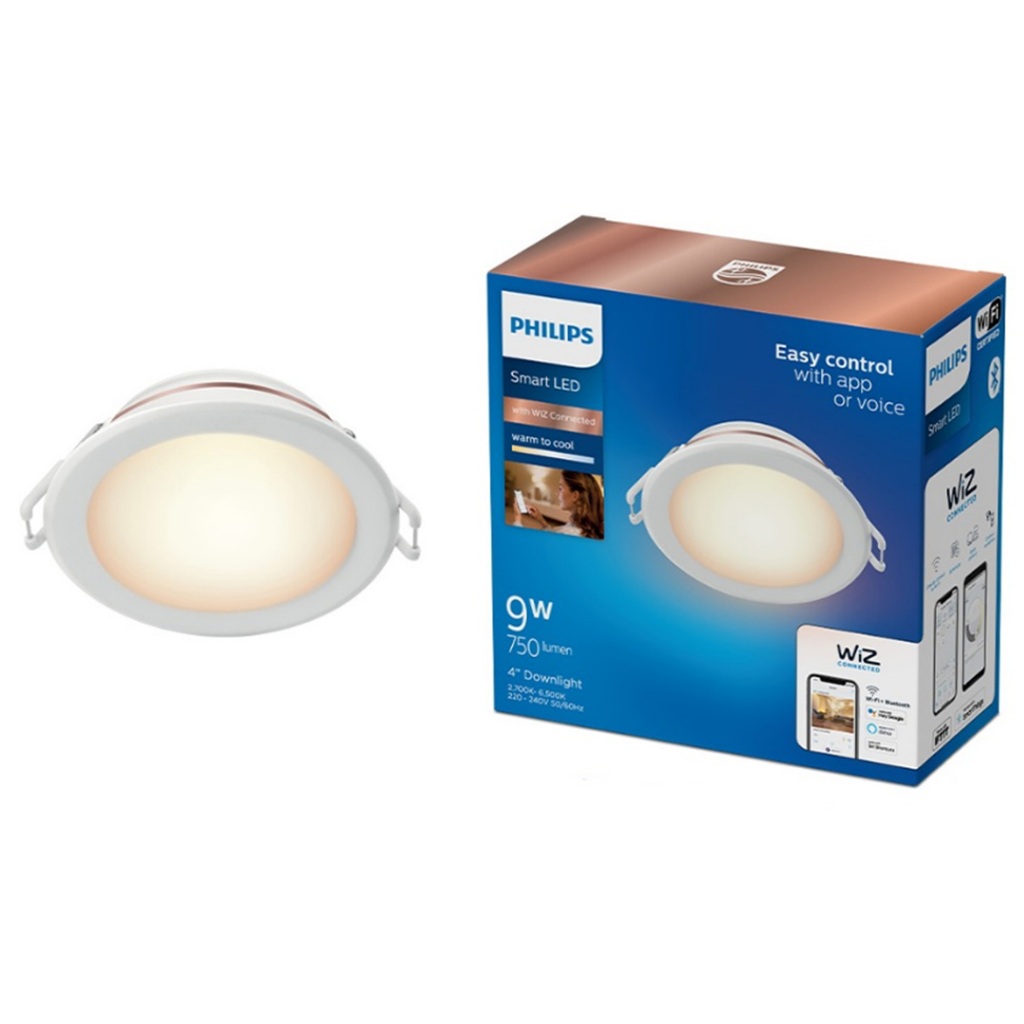 Philips Smart Lighting LED Tunable White Downlight 4/5/6 Inch (9W-17W 2700-6500K) (Powered By WiZ) – 4 Inch TW 9W