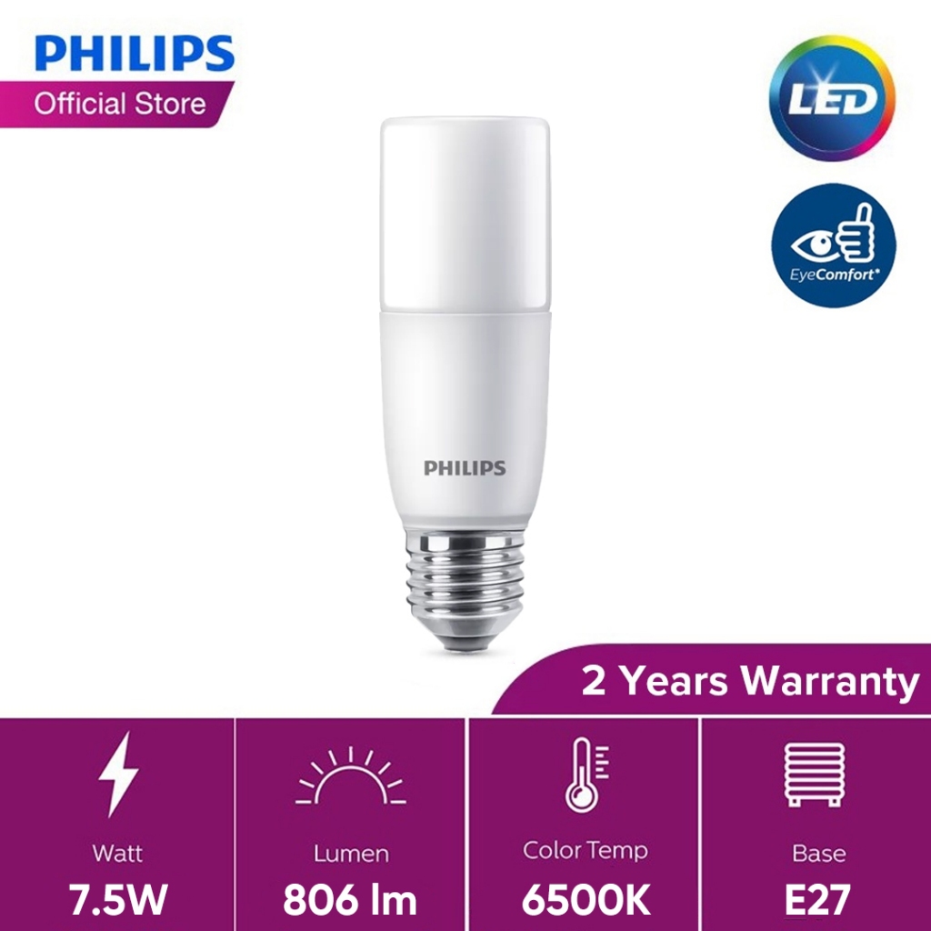 Philips LED Stick E27 Bulb 7.5/9.5/9W (3000K/4000K/6500K) – 7.5W 6500K