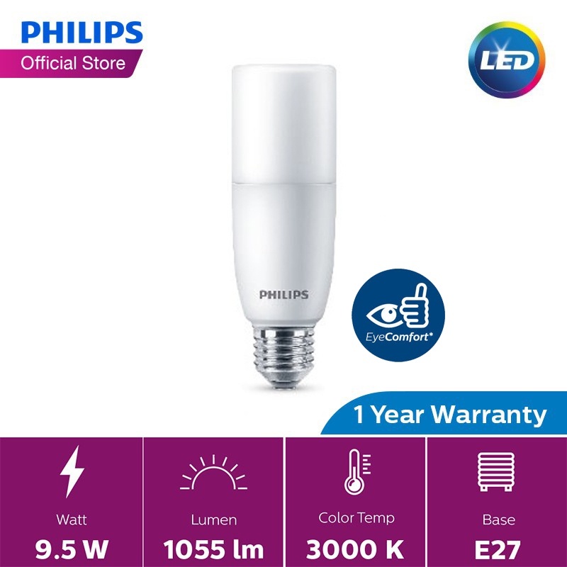 Philips LED Stick E27 Bulb 7.5/9.5/9W (3000K/4000K/6500K) – 9.5W 3000K