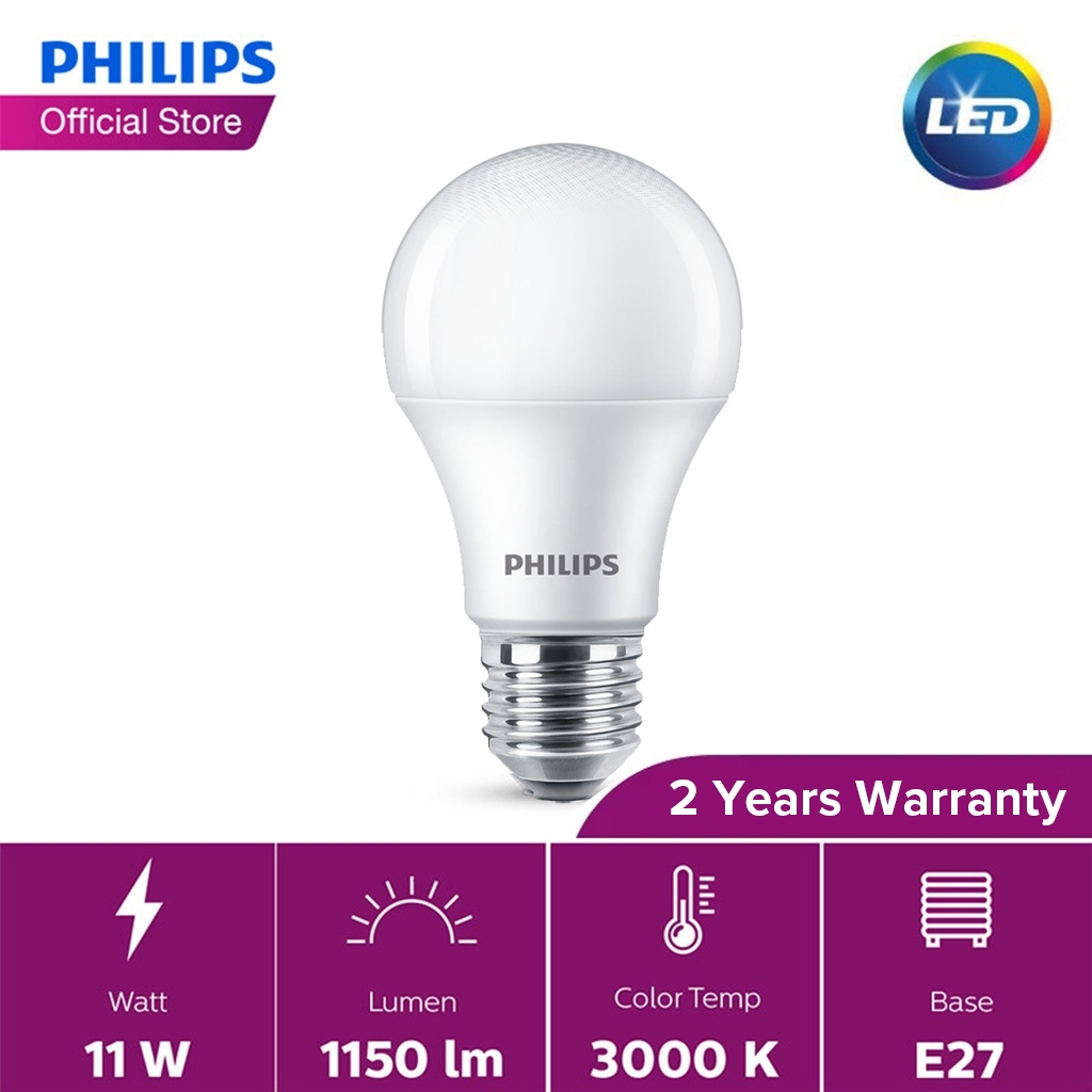 Philips Essential LED E27 Bulb 9W/11W (3000K/ 6500K) – 11W 3000K