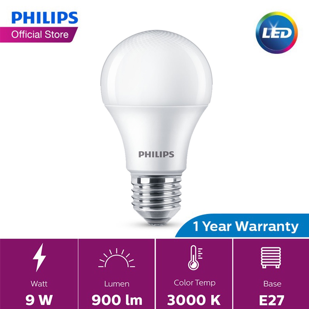 Philips Essential LED E27 Bulb 9W/11W (3000K/ 6500K) – 9W 6500K