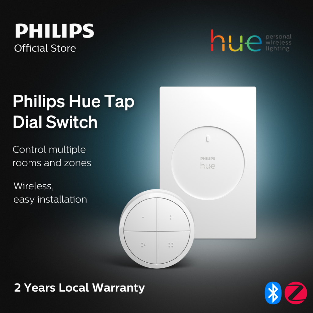 Philips Hue Tap Dial Light Switch | Remote Control | Easy Installation | Alexa, Google Assistant, Hue App Compatible