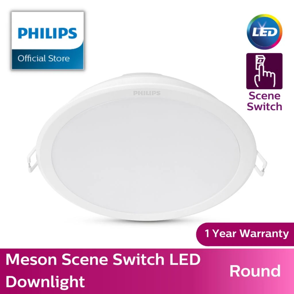 Philips Meson Scene Switch LED Downlight Tri-Color with regular switch | EyeComfort w Natural light & reduced glare – 9W 105mm / 4 inch