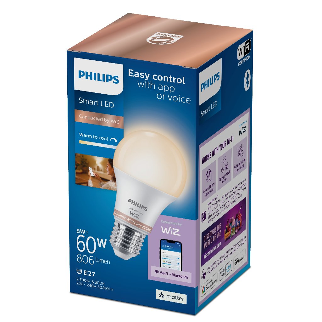 Philips Smart LED Wi-Fi Bulb E27/ GU10 - RGB and Tunable White - 16 million colors – E27 - TW