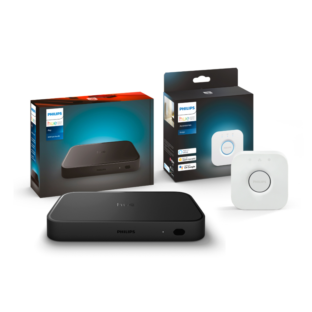 Philips Hue Play HDMI Sync Box 8K: sync hue lights to movies, games and music | Hue Bridge Required – Sync Box + Bridge