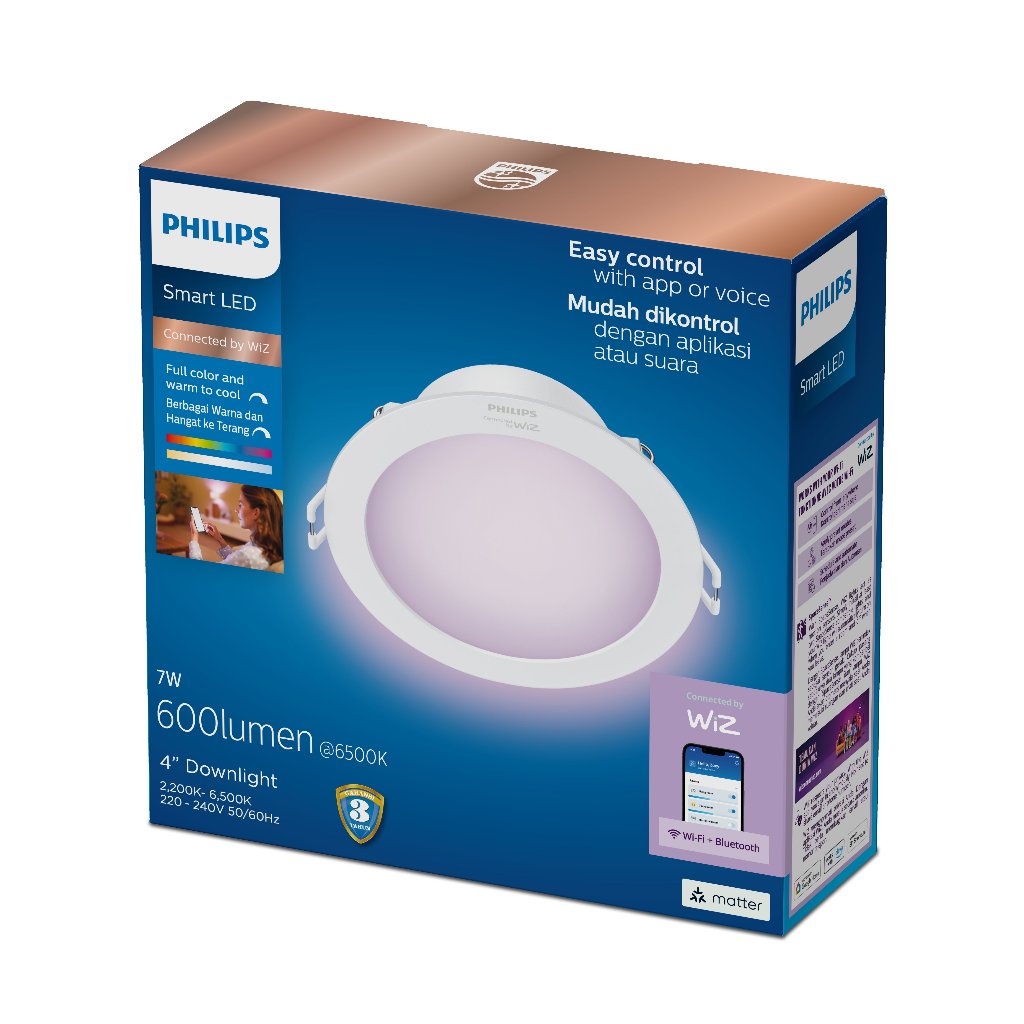 Philips Smart LED Wi-Fi Downlight (4/5/6 inch size) - RGB 16 million colors with voice control – 4 inch