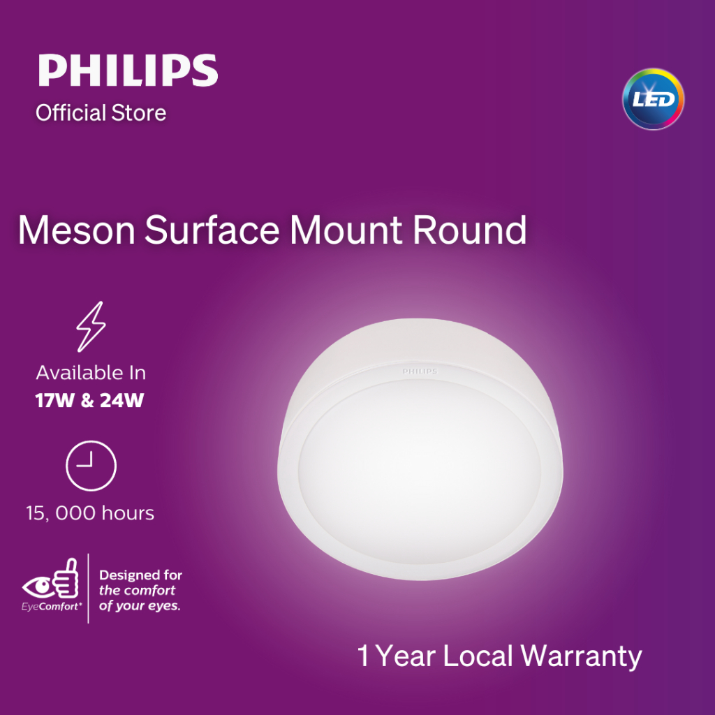 Philips Meson Surface 24W LED Downlight Round with EyeComfort 6500K (Downlight with casing) – 24W/ 224mm