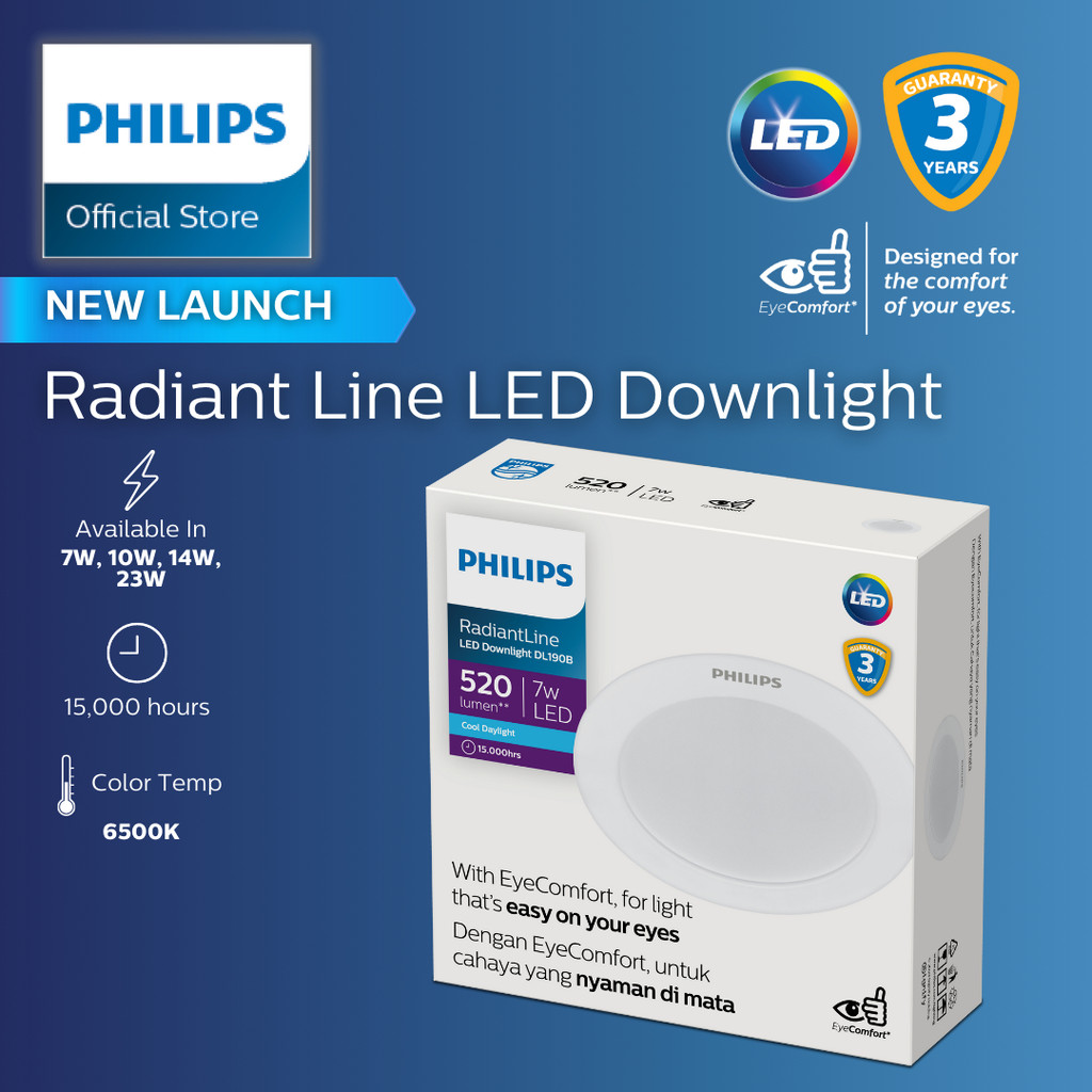 Philips RadiantLine LED Downlight 6500K EyeComfort 7W – 10W