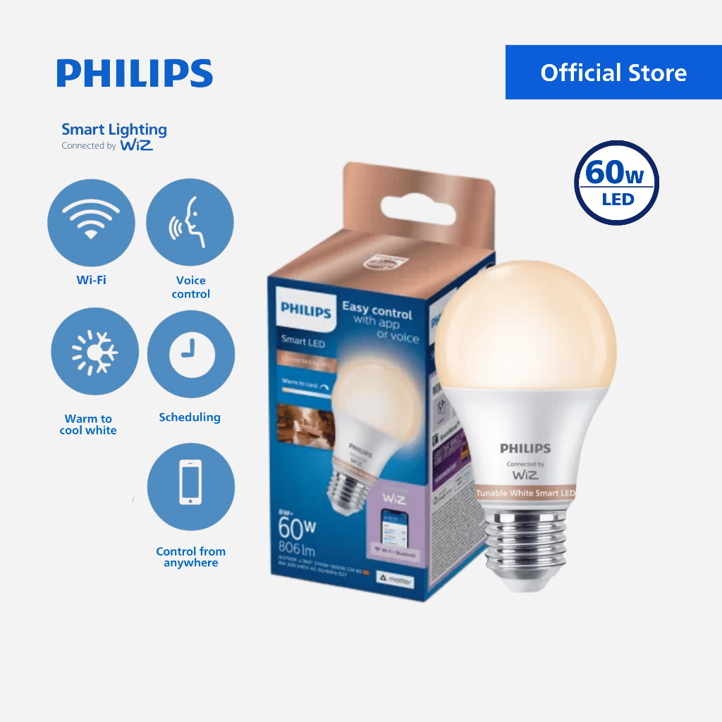 WiZ Full Color Smart Bulb E27, Tunable White, Voice Control – Tuneable White