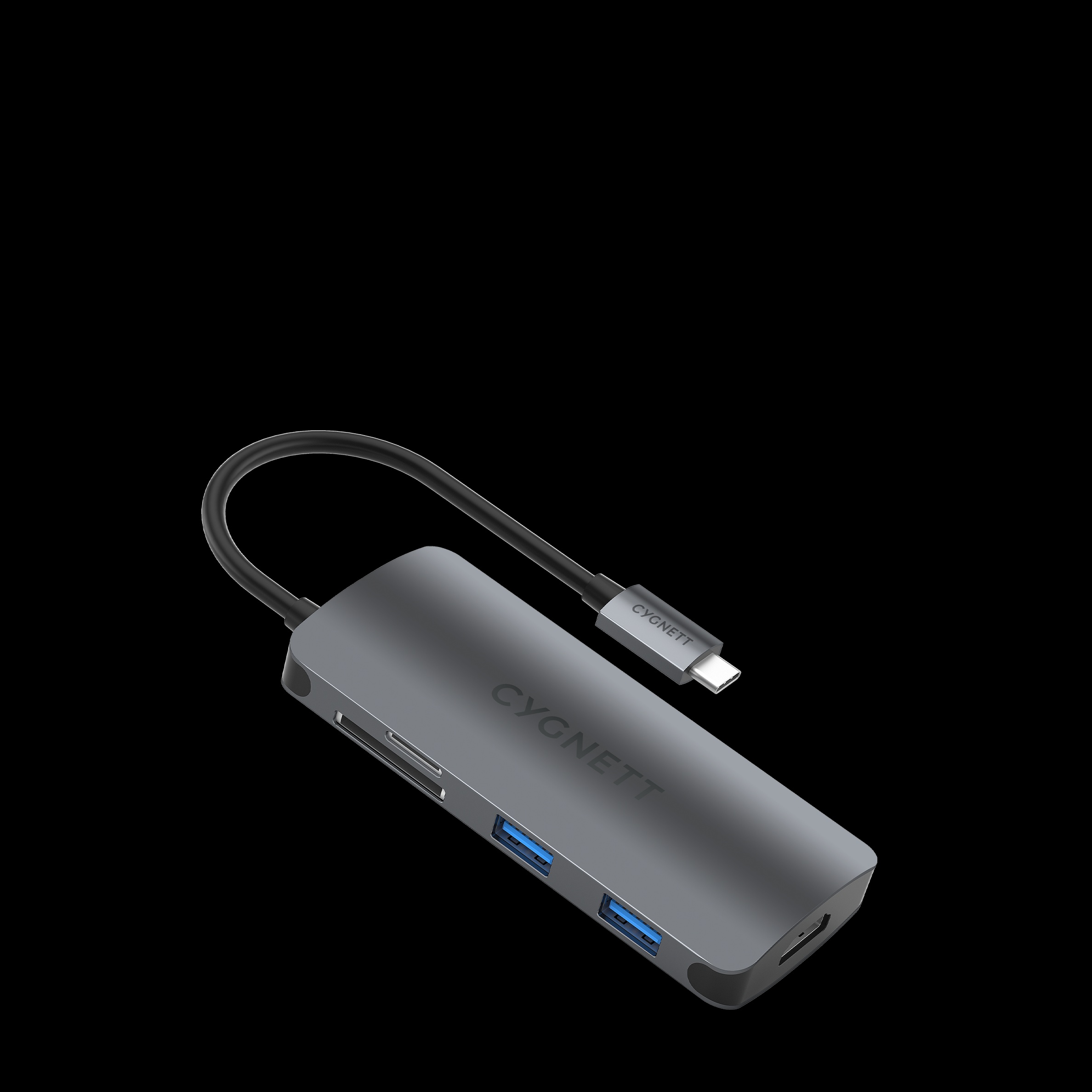 Cygnett PocketMate USB-C to 2x USB-A 3.0+SD/TF+HDMI+USB-C PD Hub