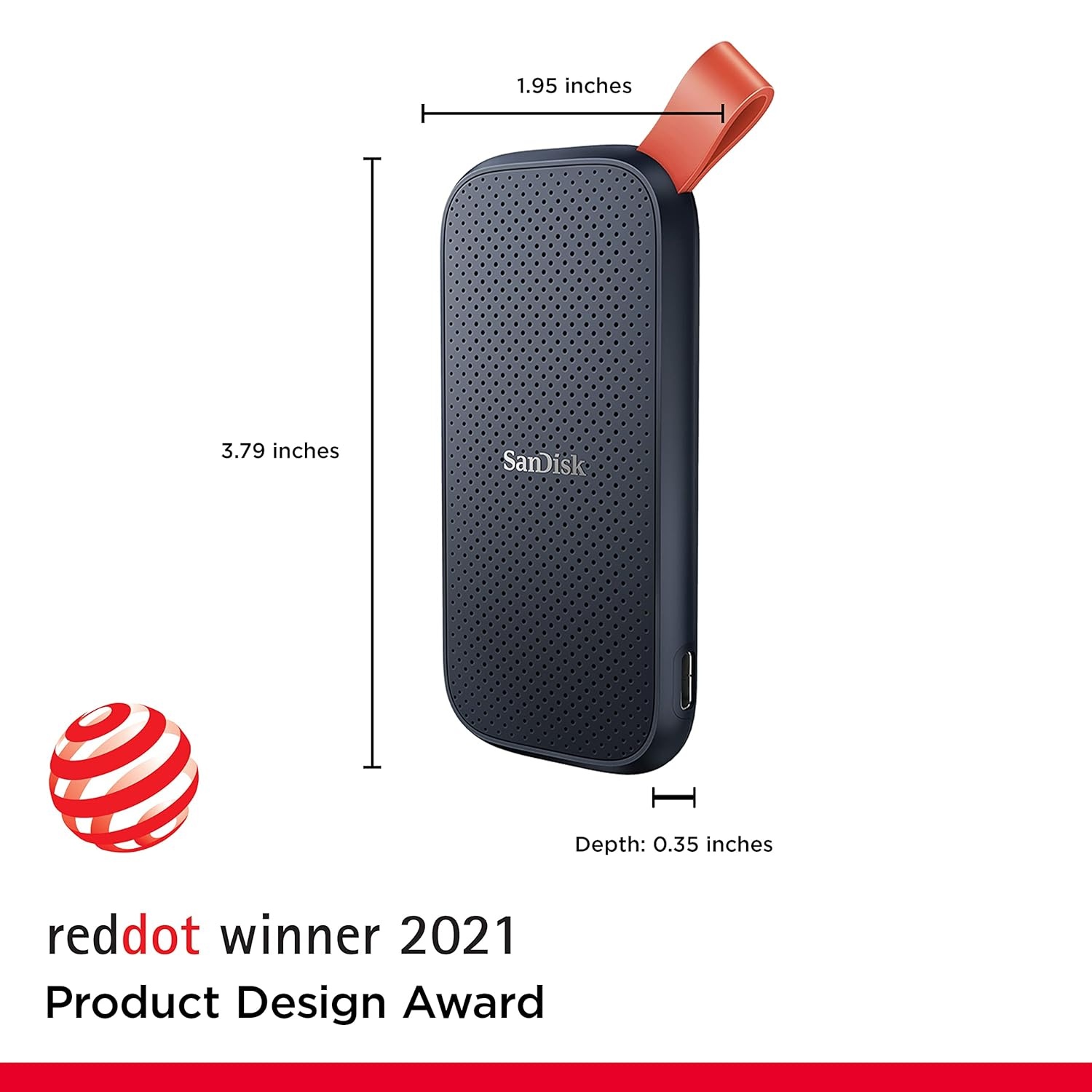 SanDisk Portable SSD, SDSSDE30 1TB, USB 3.2 Gen 2, Type C to A cable, Read speed up to 800MB/s, 2m drop protection, 3-year warranty – 1TB