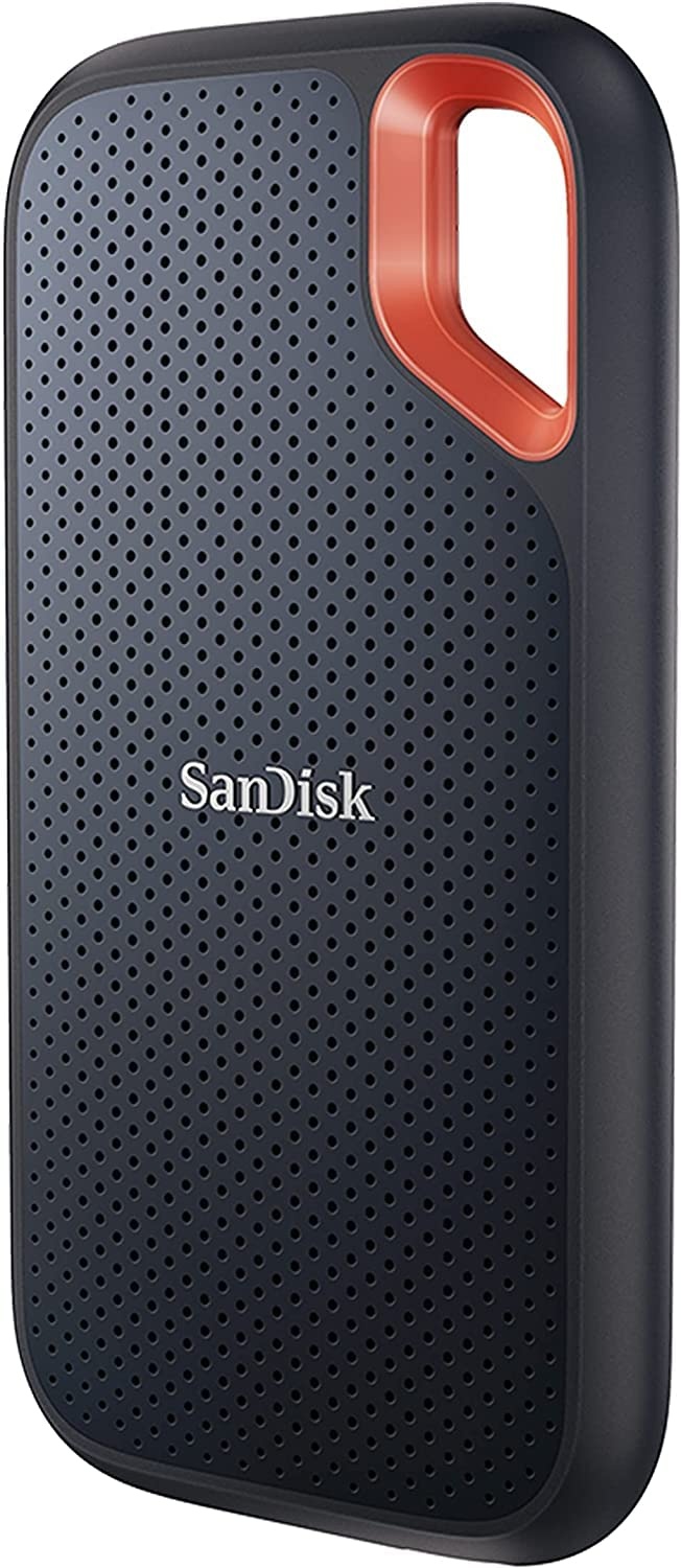 SanDisk Extreme Portable SSD, SDSSDE61 500GB, USB 3.2 Gen 2, Type C & Type A compatible, Read speed up to 1050MB/s, Write speed up to 1000MB/s, IP55 dust-water resistance, 256-bit AES hardware encryption, 5-year warranty – 8TB