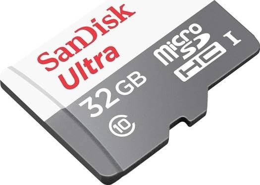 SanDisk Ultra microSDHC, SQUNR, C10, UHS-1, 100MB/s R, 3x5, 7Y – 32GB