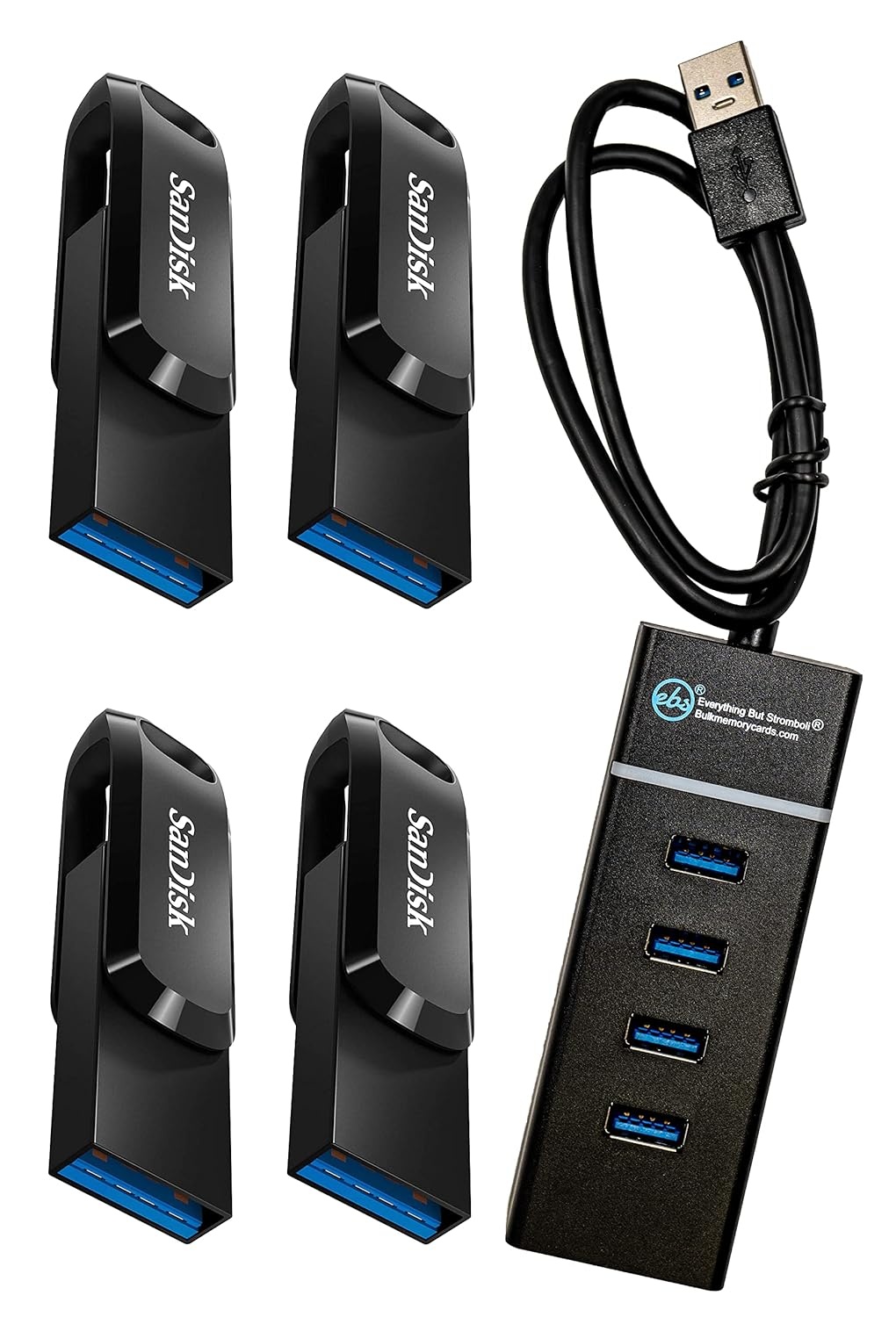 SanDisk Phone Drive USB Type-C, 32GB, USB3.2 Gen 1 Type C/Type A, Swivel Design, Black, 5Y – Purple opulence