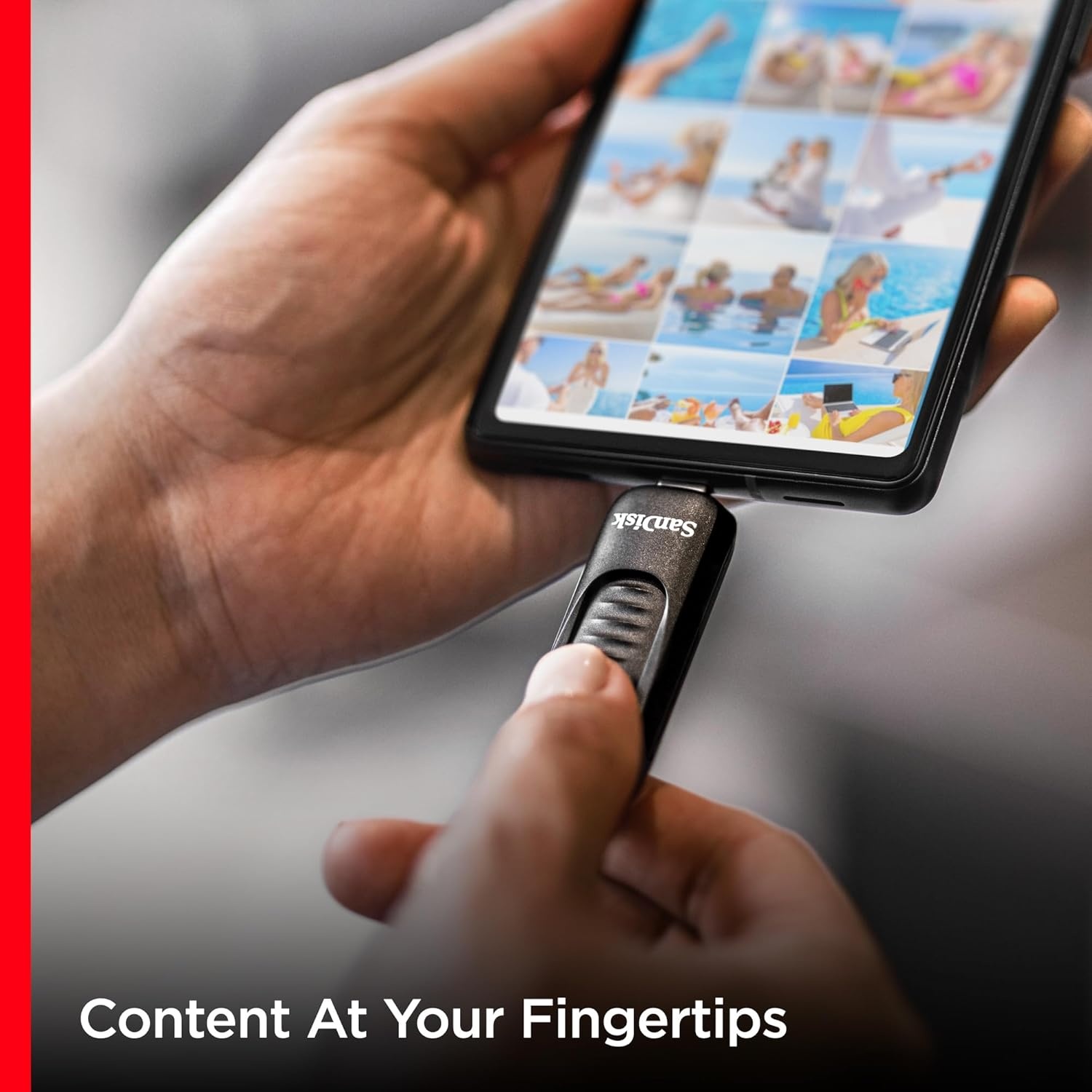 SanDisk Ultra® Slider USB Type-C™ Drive, USB3.2 Gen1, Type C, CZ480, 64GB, Black, Retractable Design, 5Y – 64GB
