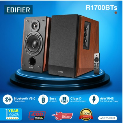 Edifier R1700BTS Bookshelf Bluetooth Speaker 66W Brown